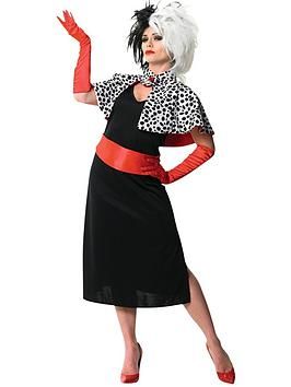 Dalmatian Fancy Dress, 101 Dalmatians Costume, Disney Villain Costumes, Cruella Deville Costume, 101 Dalmatians Cruella, Disney Cruella, Black And White Wig, Dalmatian Costume, Costume Disney