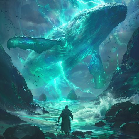 Approaching the Spirit Whale #aiart #aiartworks #aiartdaily #generativeart #aiartcommunity #digitalart #generatedart #digitalpainting #artwork #digitalartist #characterdesign #fantasyart #fantasyartwork #fantasy #whale Fantasy Whale, Creature Drawings, Sea World, Generative Art, Fantasy Artwork, Travel Aesthetic, Whales, The Spirit, Dolphins