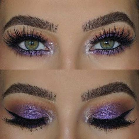 Eyeshadow Colours For Cool Tone Green Eyes | Blogmas Day 10 ~ Makeup Cantik, Pretty Eye Makeup, Makeup Looks For Green Eyes, Makeup Tip, Purple Eye Makeup, Purple Makeup, Makijaż Smokey Eye, Purple Eyeshadow, Makeup For Green Eyes