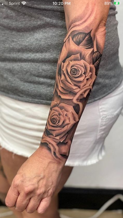 Life Tattoo Ideas, Lower Arm Tattoos, Half Sleeve Tattoos Forearm, Tattoo Artist Tattoo, Skull Hand Tattoo, Rose Tattoo Sleeve, Tattoo Design Tattoo, Inner Forearm Tattoo, Beauty Tattoo