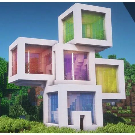 House Ideas Colorful, House Minecraft Ideas, Minecraft Modern House Designs, Minecraft Modern City, Minecraft House Ideas, Rumah Minecraft Sederhana, Bangunan Minecraft, Minecraft House Plans, Minecraft Modern