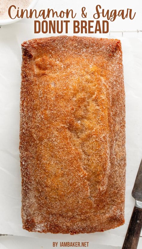 A loaf of bread coated in cinnamon and sugar. Cinnamon Sugar Bread, Donut Bread, Breakfast Baking, Cinnamon Bread Recipe, Cinnamon Breakfast, Sugar Bread, Cinnamon Donuts, Easter 2024, Cinnamon Sugar Donuts