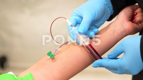 Nurse Using Needle To Extract Blood Sample From A Woman Stock Video, A Woman, Art