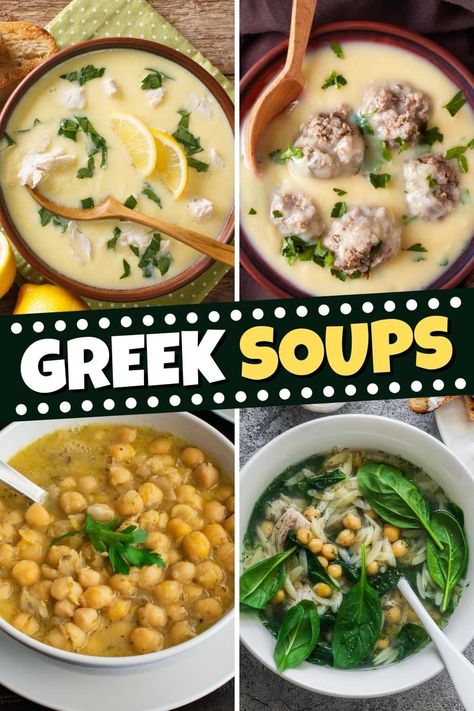 These Greek soups bring an authentic taste of Greece! From lemon chicken to lentil to potato stew, you'll love warming up with these delicious bowls. Greek Soups, Delicious Bowls, Greek Lemon Soup, Mediterranean Soup, Greek Vegetables, Lemon Soup, Potato Stew, Greek Potatoes, Lentil Dishes