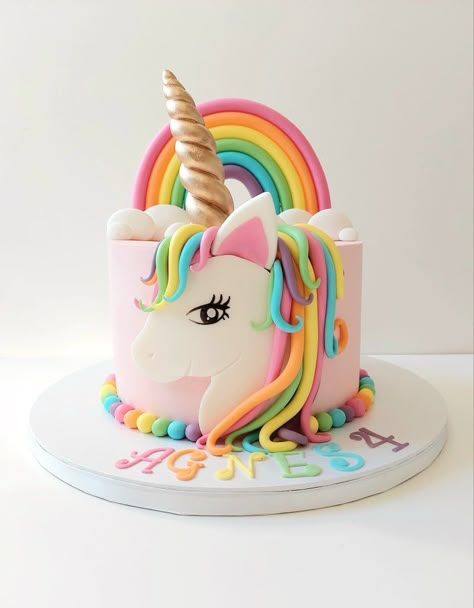 Unicorn Cake Rainbow, Unicorn And Rainbow Cake, Rainbow Unicorn Birthday Cake, Unicorn Rainbow Cake, Unicorn Theme Cake, Birth Cakes, Rainbow Unicorn Cake, 5th Birthday Cake, Rainbow Unicorn Birthday