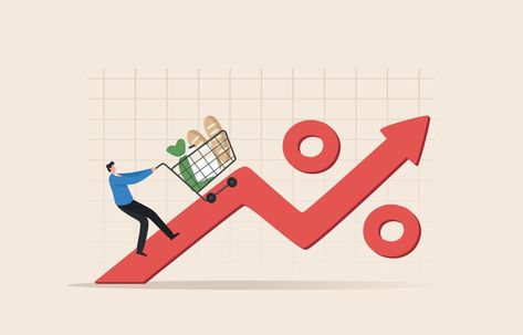 Food inflation. The effect of the inflation rate on prices. Consumer price index or CPI. Prices of commodities and consumer goods rose due to rising inflation. Consumer Price Index, Economic Environment, Education Policy, Web Blog, Previous Year, Vector Art, Vector Free, Illustration Art, How To Become