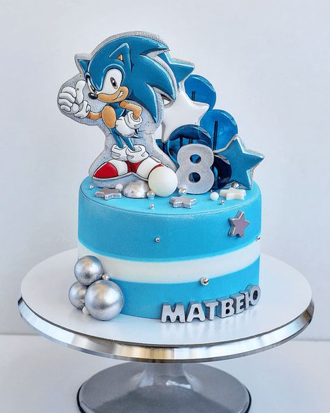 Sonic Cake Design Images (Sonic Birthday Cake Ideas) Tractor Birthday Cakes, Sonic Birthday Cake, Sonic The Hedgehog Cake, Bolo Sonic, Cake Design Ideas, Sonic Cake, Spiderman Birthday Cake, Hedgehog Cake, Cookie Recipes Chewy