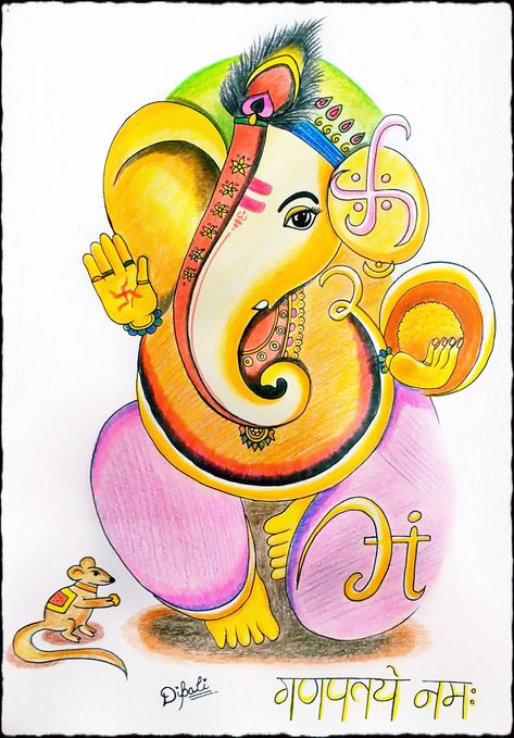 T Art, Color Pencil Art, Ganesha, Krishna, Cool Artwork, Colorful Art, Pencil, Art Gallery, Color