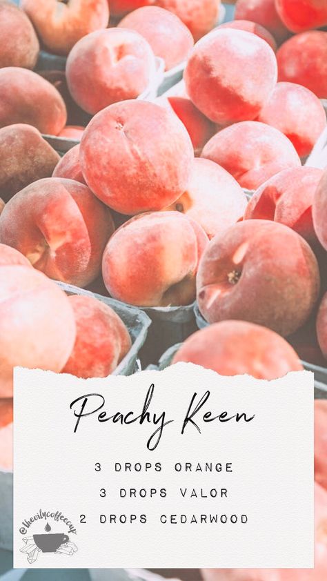 Peach Essential Oil Blend, Summer Essential Oil Blends, Recipes Autumn, Diffuser Scents, Summer Essential Oils, Essential Oils Hair, Living Oils Recipes, Essential Oil Combinations, Essential Oil Diffuser Blends Recipes