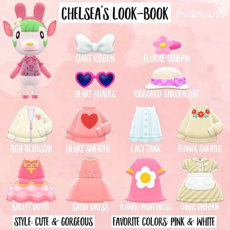 Animal Crossing Villager Gift Guide, Chelsea Acnh, Chelsea Animal Crossing, Pastel Acnh, Cottagecore Acnh, Pink Cottagecore, Cute Sanrio, Animal Crossing Guide, Acnh Codes