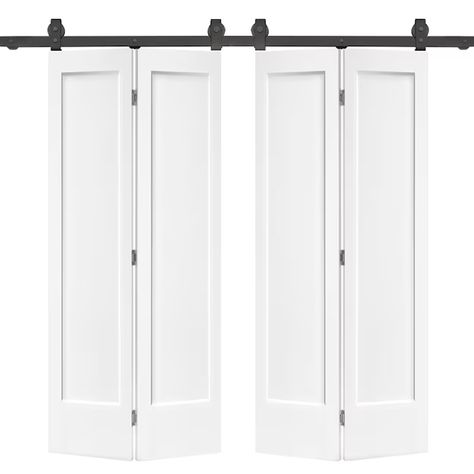 CALHOME 24-in x 80-in White 1-panel Hollow Core Stained Mdf Double Barn Door (Hardware Included) in the Barn Doors department at Lowes.com Shaker Barn Door, Sliding Bathroom Door, Interior Closet Doors, Fold Door, Traditional Door, Bi Fold Door, Bifold Closet Doors, Bifold Barn Doors, Hollow Core Doors