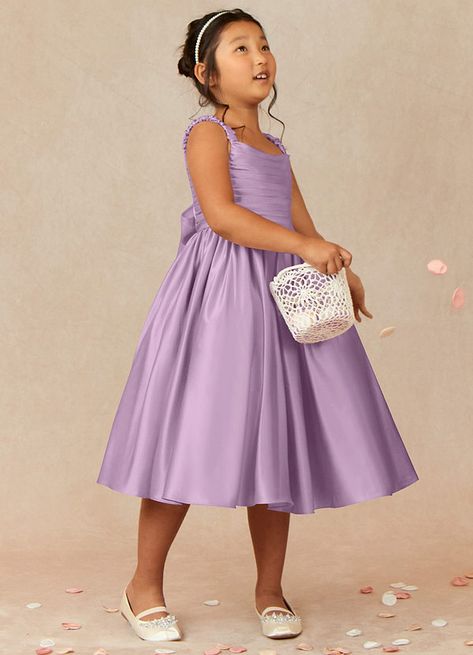 AZAZIE CUTIE PIE FLOWER GIRL DRESS - Flower Girl Dresses Flower Girl Dresses Lavender, Satin Flower Girl Dresses, Lavender Flower Girl Dress, Purple Flower Girl Dress, Wisteria Flower, Fun Walk, Wedding Dresses For Girls, Satin Flowers, Dress Flower