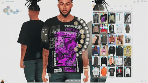 RANDOM TEES | Patreon Sims Folder, 4 Piercings, Urban Male, Sims 4 Tattoos, Sims 4 Piercings, Cc Folder, Black Outfit Men, Baggy Tee, Tumblr Sims 4