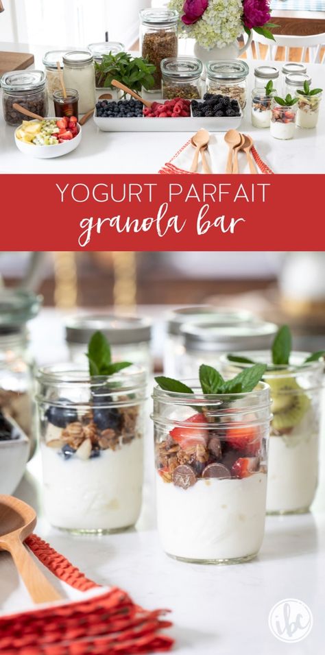 Yogurt Parfait and Granola Bar for Breakfast / Brunch. #yogurt #parfait #granola #granola #breakfastbar #breakfast #brunch #fruit Parfait Bar, Breakfast Yogurt, Best Brunch Recipes, Favorite Breakfast Recipes, Yogurt Breakfast, Granola Bar, Yogurt And Granola, Yogurt Flavors, Yogurt Parfait