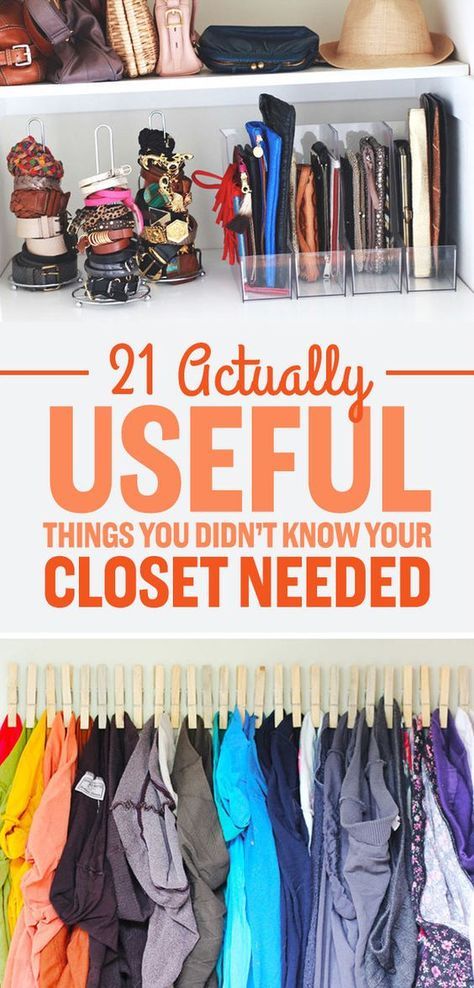 These 7 closet organizing hacks and tips are THE BEST! I'm so happy I found this AMAZING post! My closet space is a mess, but now I have some awesome ideas on how to make it look GREAT! Definitely pinning for later! Organiser Son Dressing, Closet Transformation, Organized Closet, Clutter Control, Scarf Organization, Open Closet, Useful Things, Organisation Hacks, Closet Inspiration