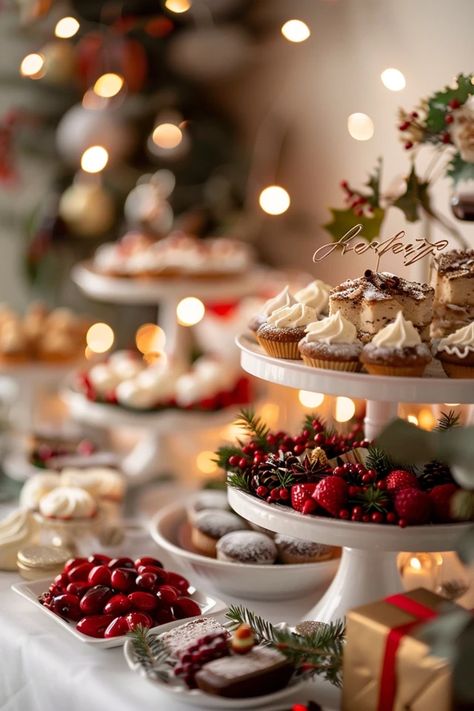 Discover enchanting dessert table ideas for Christmas to add a touch of sweetness to your festive celebrations. Usher in holiday cheer with style! Festive Desserts Christmas, Christmas Wedding Dessert Table, Christmas Dessert Table Display, Table Ideas For Christmas, Christmas Food Table Display, Winter Dessert Bar, Christmas Dessert Display, Winter Dessert Table, Fancy Christmas Party