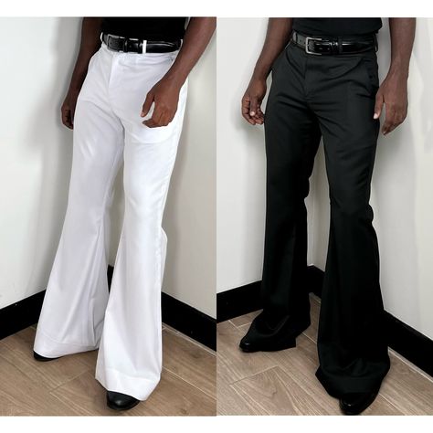 Designer Trousers For Men, Men Flare Pants, 70s Pants, Types Of Suits, Jeans Outfit Men, Vintage Disco, Mens Slacks, Trousers Men, Disco Pants