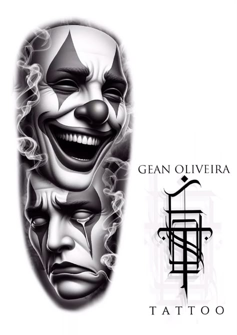 Laugh Now Cry Later Tats Men, Chicano Clown Tattoo, Chicana Tattoo Design, Clown Tattoo Design, Koi Tattoo Sleeve, Colored Tattoo Design, Wolf Tattoos Men, Joker Drawings, Pierrot Clown