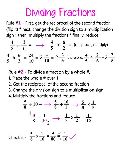 Dividing Fractions Anchor Chart, Divide Fractions, Fractions Anchor Chart, Exponent Rules, Math Tips, Teaching Math Strategies, Dividing Fractions, Math Charts, Go Math