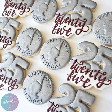 25th Birthday Cookies Men, 25th Surprise Birthday Party For Him, Quarter Birthday Party, Quarter Themed Birthday Party, Male 25th Birthday Ideas, Quarter Of A Century Birthday Ideas, Quarter Century Birthday Party Ideas, 25th Birthday Theme For Him, 25 Birthday Ideas For Him