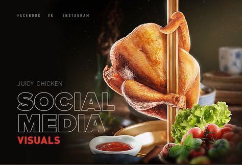 Chicken Social Media Visuals on Behance Chicken Social Media, Chicken Brands, Chicken Poster, Meat Store, Chicken Logo, Chicken Shop, Food Art Photography, Meat Shop, Painting Creative