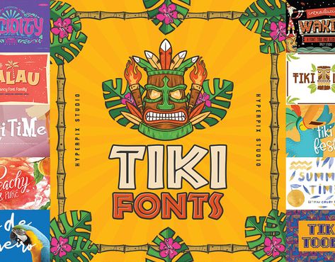 Best Tiki Fonts Collection on Behance Tiki Lettering, Tiki Logo, Tiki Font, Tiki Pool, Tiki Design, Chalk Typography, Lilly Pad, Tiki Lounge, Hawaiian Designs