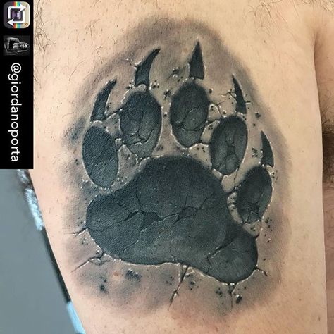 Tattoo Ideas Dog Paw, Wolf Print Tattoo, Talon Tattoo, Bear Paw Tattoo, Paw Tattoo Ideas, Tattoo Paw, Bear Paw Tattoos, Paw Print Tattoos, Celtic Sleeve Tattoos