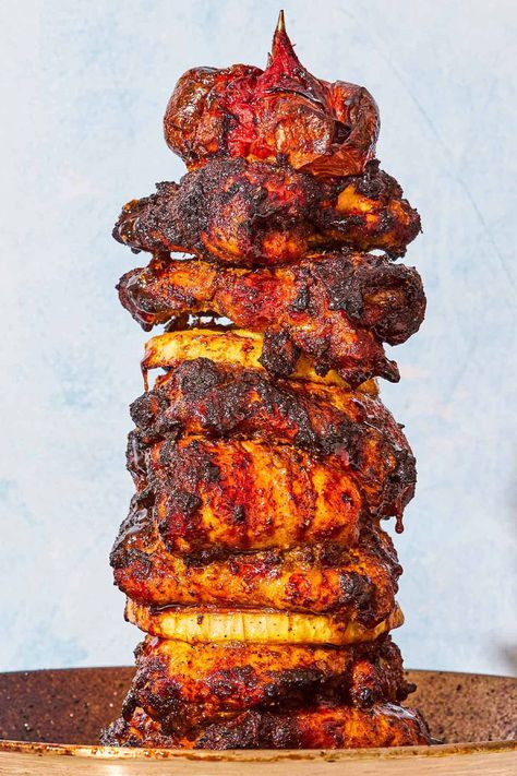 Vertical Spit Recipes, Vertical Skewer Recipes, Grilled Chicken Shawarma, Shawarma Ingredients, Chicken Wing Sauce Recipes, Shawarma Chicken, Shawarma Spices, Mediterranean Foods, Wing Sauce Recipes