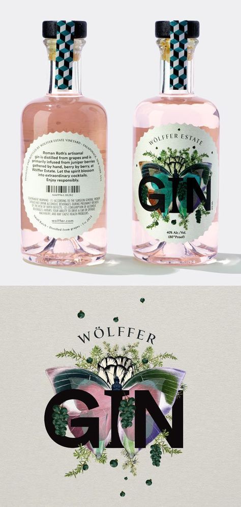 Wolffer Gin love the illustration on the front of the bottle real nice. #packaging #productDesign #branding #branding #branding #marca Gin Packaging Design, Gin Logo, Bottle Branding, Fashion Logo Design Inspiration, Gin Packaging, Fashion Design Inspiration, Nice Packaging, Gin Brands, Bottle Design Packaging