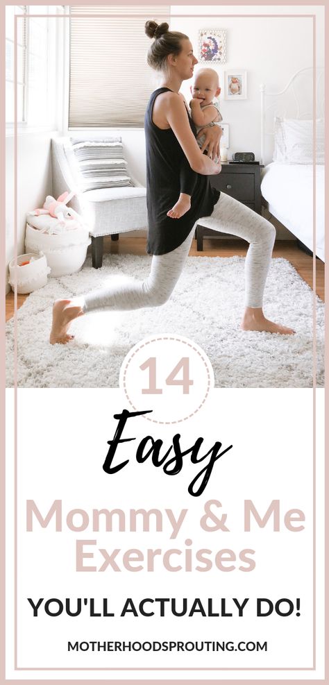 Try out these 14 easy mommy and me exercises you'll actually want to do. If you're looking for a simple workout routine you can do at home with your child, this is the plan for you. #workout #mommyandme #exercises #mombod Post Baby Workout, Simple Workout Routine, Pregnancy Exercise, Post Pregnancy Workout, Baby Workout, Baby Yoga, Mommy Workout, Yoga Exercises, Post Partum Workout