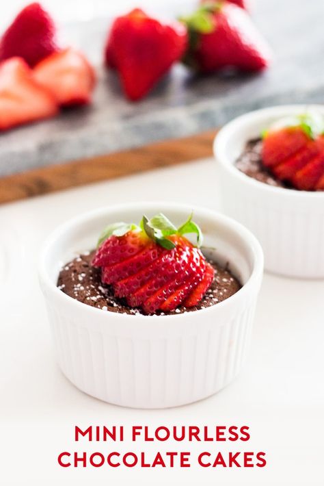 Ramkin Recipes, Chocolate Cake For Two, Ramekin Dessert, Ramekin Recipe, Cake For Two, Strawberry Cheesecake Bites, Strawberry Rhubarb Jam, Flourless Chocolate Cake, Dessert For Two