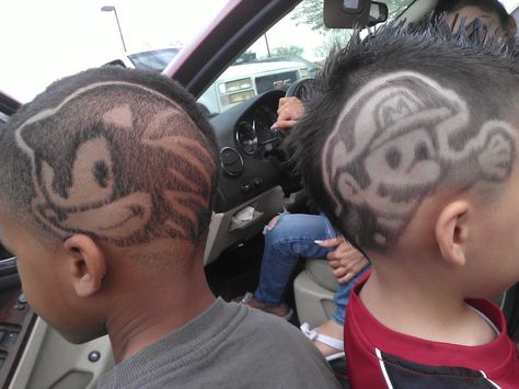 Sonic and Mario: Video Game Legends Hair tattoos Toddler Boy Haircut With Design, Sonic Haircut, Boys Hair Cuts With Design, Lighting Bolt Hair Design Boys, Boys Haircut Designs Lines Kids, Batman Haircut, Boys Haircuts With Designs, Haircut Designs For Men, Hair Tattoo Designs