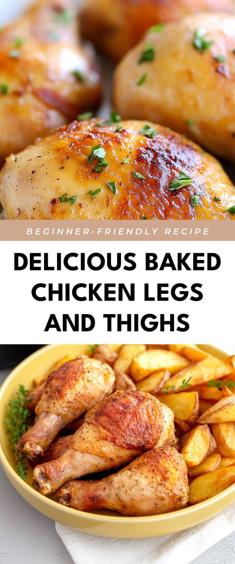 Image for Delicious Baked Chicken Legs and Thighs Chicken Thigh Sunday Dinner, How Long To Bake Chicken Thighs In Oven, Bake Chicken Legs In Oven, Chicken Legs And Thighs Recipes, Baked Chicken Legs And Thighs, Seasoned Baked Chicken, Chicken Legs And Thighs, Chicken Legs In Oven, Flavorful Baked Chicken