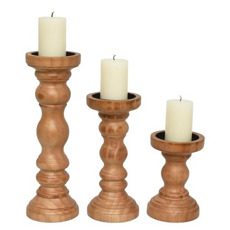 PRICES MAY VARY. UNLEASH THE MAGIC OF RUSTIC ELEGANCE - Immerse yourself in the enchanting allure of these stunning wood pillar candle holders. Meticulously handcrafted from premium solid wood and adorned with exquisite textural finishes, they effortlessly radiate a sense of timeless elegance that will elevate any space. Let the rustic charm captivate your senses and indulge in the beauty they bring to your home decor. DESIGN, ARRANGE, CAPTIVATE. - This set includes three different sizes, allowi Wood Pillar Candle Holders, Pillar Candle Holder, Wood Candle Holders, Cozy Farmhouse, Pillar Candle Holders, Wood Candles, Candle Holder Set, Weathered Wood, Soft Textiles