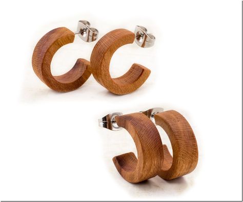 Minimalist Wood Stud Earrings To Decorate Your Natural Ear Lobes Hoop Earrings Diy, Bamboo Jewelry, Wooden Jewelery, Wood Stud Earrings, Wood Jewelery, Wood Earrings Stud, Wood Studs, Jewellery Sketches, Wooden Hoop