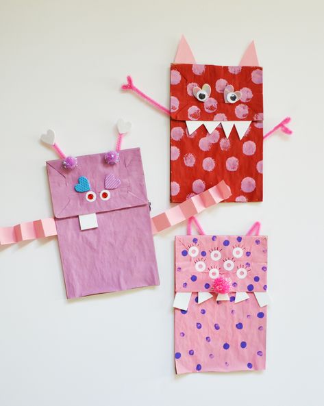 Monsters Craft, Love Monsters, Monster Puppet, Monster Valentines, Learning Development, Monster Craft, Monster Crafts, Preschool Valentines, February Valentines