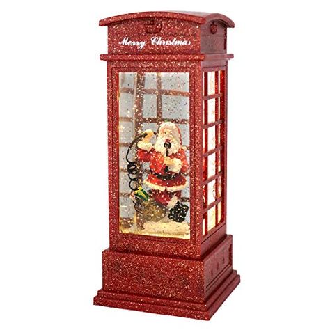 Wondise Telephone Booth Snow Globe Lantern Battery Operated and Timer, Christmas Snow Globe Lantern Spinning Water and Swirling Glitter Thanksgiving (Santa) Water Lantern, Table For Christmas, Santa Snow Globe, Globe Lantern, Musical Snow Globes, Lantern Christmas, Christmas Musical, Telephone Booth, Box Water