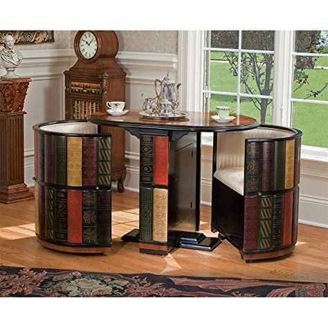 Design Toscano Nettlestone Library Ensemble Painting Wooden Furniture, 3 Piece Dining Set, Vintage Bookends, Solid Wood Dining Set, Design Toscano, Furniture Of America, Table And Chair Sets, Classic Furniture, Wooden Furniture