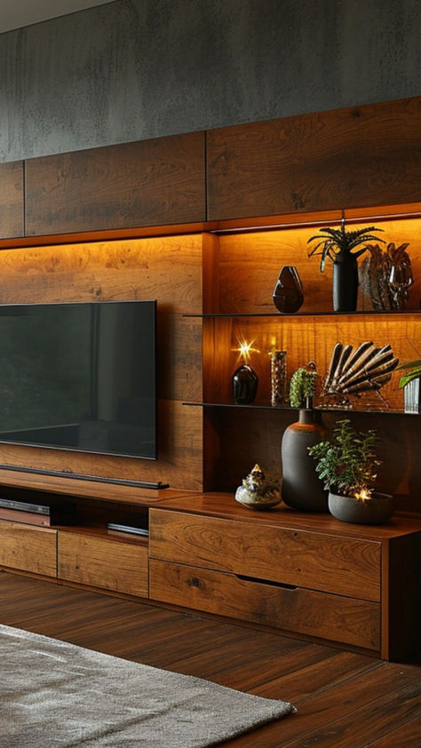 Creative TV Mounting Ideas for Stylish Living Rooms Corner Tv Mounting Ideas, Luxury Tv Room Design, Tv Mounting Ideas Living Rooms, Built In Fireplace And Tv, Fireplace And Tv Wall, Tv Mounting Ideas, Mounted Tv Ideas Living Rooms, Built In Fireplace, Wooden Tv Unit