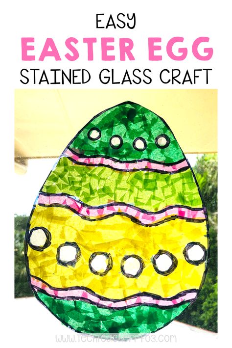 Easter Crafts For Elementary Students, Stained Glass Window Craft, Glass Easter Eggs, Stained Glass Easter, Stained Glass Craft, Elementary Special Education Activities, First Grade Freebies, Classroom Window, Kindergarten Freebies