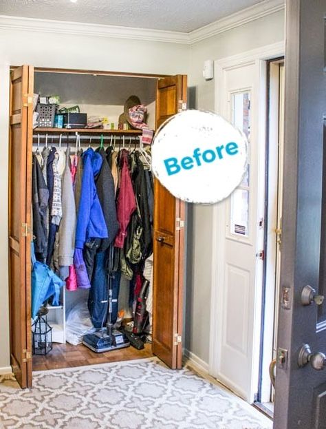 s entryway edition the mudroom, Hometalk Highlights Entry Way Closet Makeover, Entryway Closet Organization, Entry Way Closet, Closet Makeover Diy, Front Closet, Mudroom Makeover, Coat Closet Organization, Entry Closet, Entryway Closet