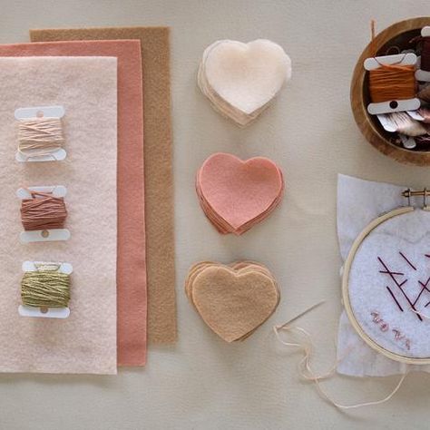 Create a Family Heirloom with this DIY Embroidered Heart Garland – Bella Luna Toys Embroidered Valentines, Minimalist Valentines, Kids Tea Party, Valentine Garland, Simple Craft, Heart Template, Heart Garland, Handcrafted Decor, Embroidered Heart