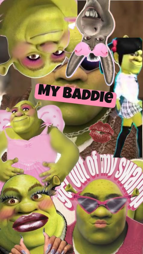 Not my art just did the collage Baddie Pfps Aesthetic, Slay Baddie, Shrek Funny, Peppa Pig Funny, Slay Queen, Beach Bedroom, Brain Rot, Shrek, Just For Laughs