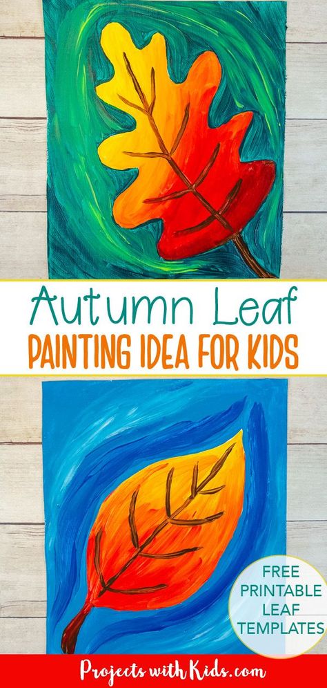 Welcome fall with this gorgeous autumn leaf painting idea! Kids will learn about blending and mixing colors with acrylic paints. Free leaf templates provided. November Art For Kids, Leaf Painting For Kids, Ecology Study, Autumn Leaf Crafts, Autumn Art Painting, Fall Leaf Painting, Autumn Leaf Painting, Autumn Leaf Art, Classroom Painting