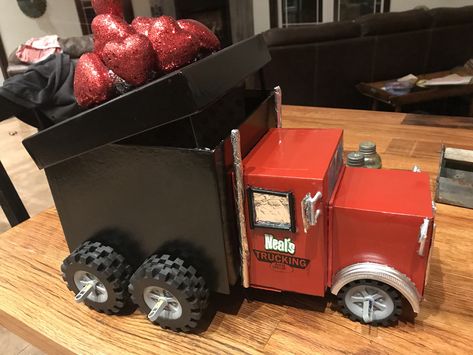 Semi Truck Valentine Box Ideas, Valentines Box For Toddler Boy, Semi Truck Valentines Boxes, Dump Truck Valentine Box Ideas, Barn Valentine Box Ideas, Tractor Valentine Box Ideas, Monster Truck Valentines Boxes Boys, Truck Valentines Boxes, Valentine Box Ideas For School Boys