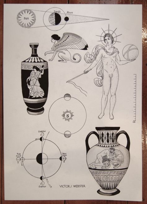 victorjwebster@gmail.com Grecian Tattoo, Helios Tattoo, Vase Tattoo Design, Flash Art Tattoos, Vase Tattoo, Ceramic Geometric, Cheap Vases, Tattoo Convention, Greek Vases