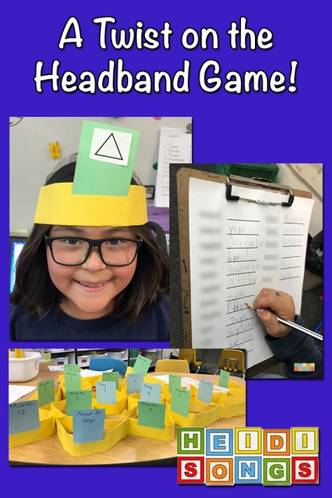 A Twist on the Headband Game! Headband Game, Games For Grade 1, Creative Curriculum Preschool, Around The World Games, Minute To Win It Games, Literacy Games, Shape Games, Abc Activities, Kindergarten Games