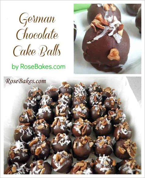 German Chocolate Cake Balls German Chocolate Cake Bites, German Chocolate Truffles, German Chocolate Cake Pops, Chocolate Cake Balls, Choco Cake, German Chocolate Cake Recipe, Pecan Frosting, Cake Ball Recipes, Cookie Balls