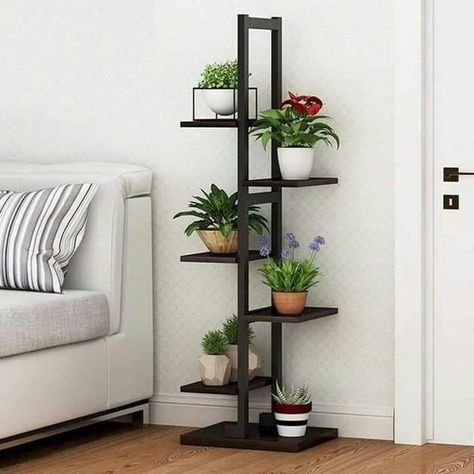 Plant Stand Decor, Planta Interior, Steel Decor, Indoor Plant Shelves, Steel Furniture Design, Diy Wall Decor For Bedroom, Plant Stands Outdoor, Color Madera, Wooden Plant Stands