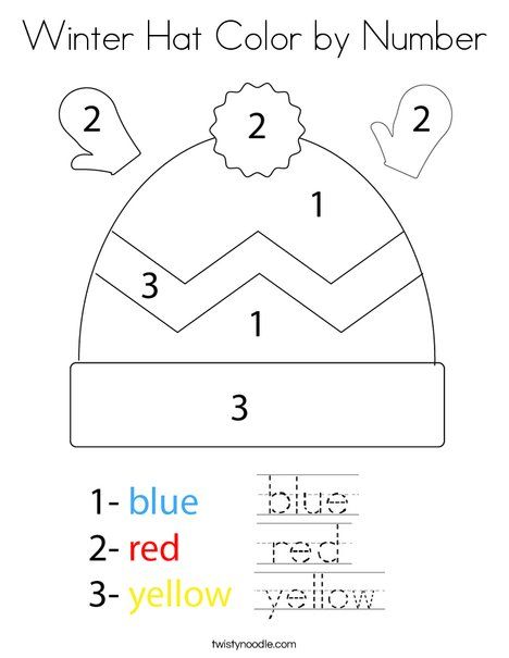 Winter Hat Color by Number Coloring Page - Twisty Noodle Winter Numbers Preschool, Winter Hat Activities Preschool, Winter Theme Curriculum Preschool, Winter Color By Number Preschool, The Hat Preschool Activities, Christmas Color By Number Preschool, Winter Hat Coloring Page, January Color By Number, Winter For Preschool